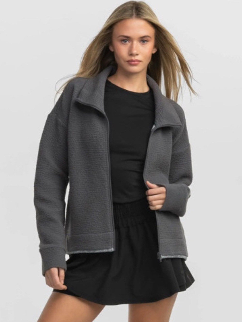 Southern Shirt co Women's Zip-Up grey textured Jacket